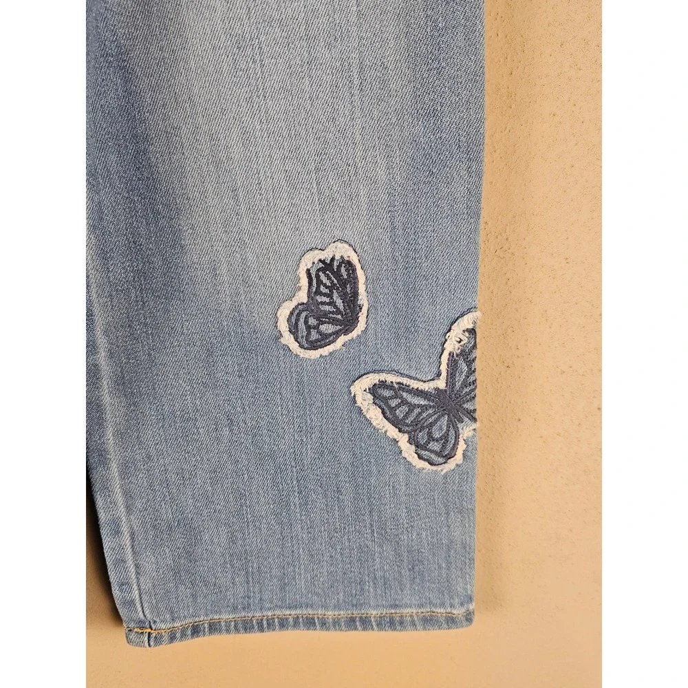 NWT OshKosh B'Gosh Girls Wide Leg Baggy Butterfly Applique Jeans 5 Osh Kosh